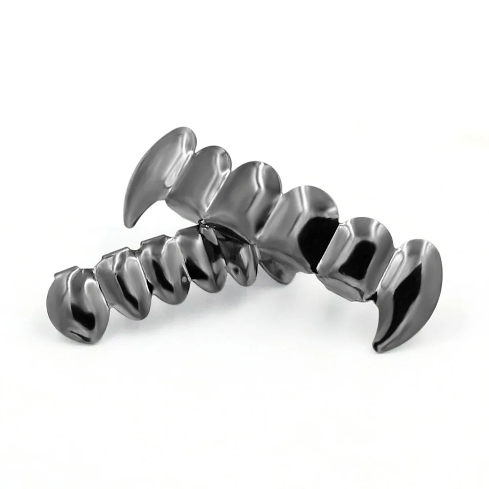 GUCY пользовательский подходят золото посеребренные хип-хоп ЗУБЫ Grillz верхней и нижней вампира зубы-клыки грили Шапки Набор с силиконовым