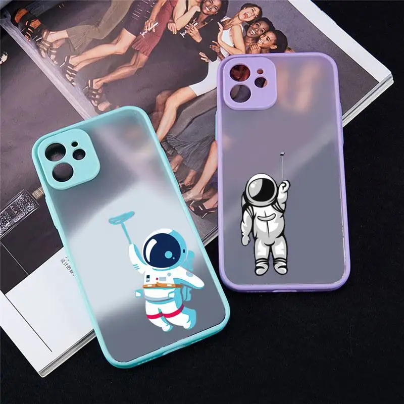 

Cartoon cute astronaut universe Phone Case matte transparent For iphone 7 8 11 12 13 plus mini x xs xr pro max cover