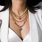 Youvanic модное ожерелье с кулоном в виде сердца для женщин, панк, многослойное жемчужное колье, Золотая кубинская толстая цепочка, ювелирное изделие, 2591