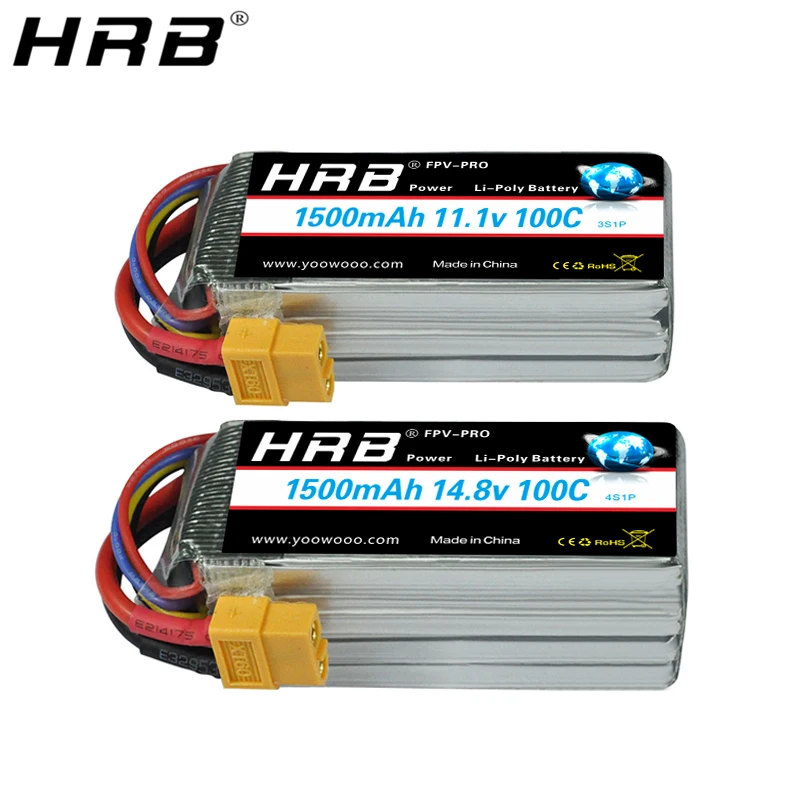 hrb 1500mah lipo батарея 74 v 111 v 148 v 185 v 222 v xt60 deans t plug 1s 2s 3s 4s 5s 6s 100c rc fpv drone