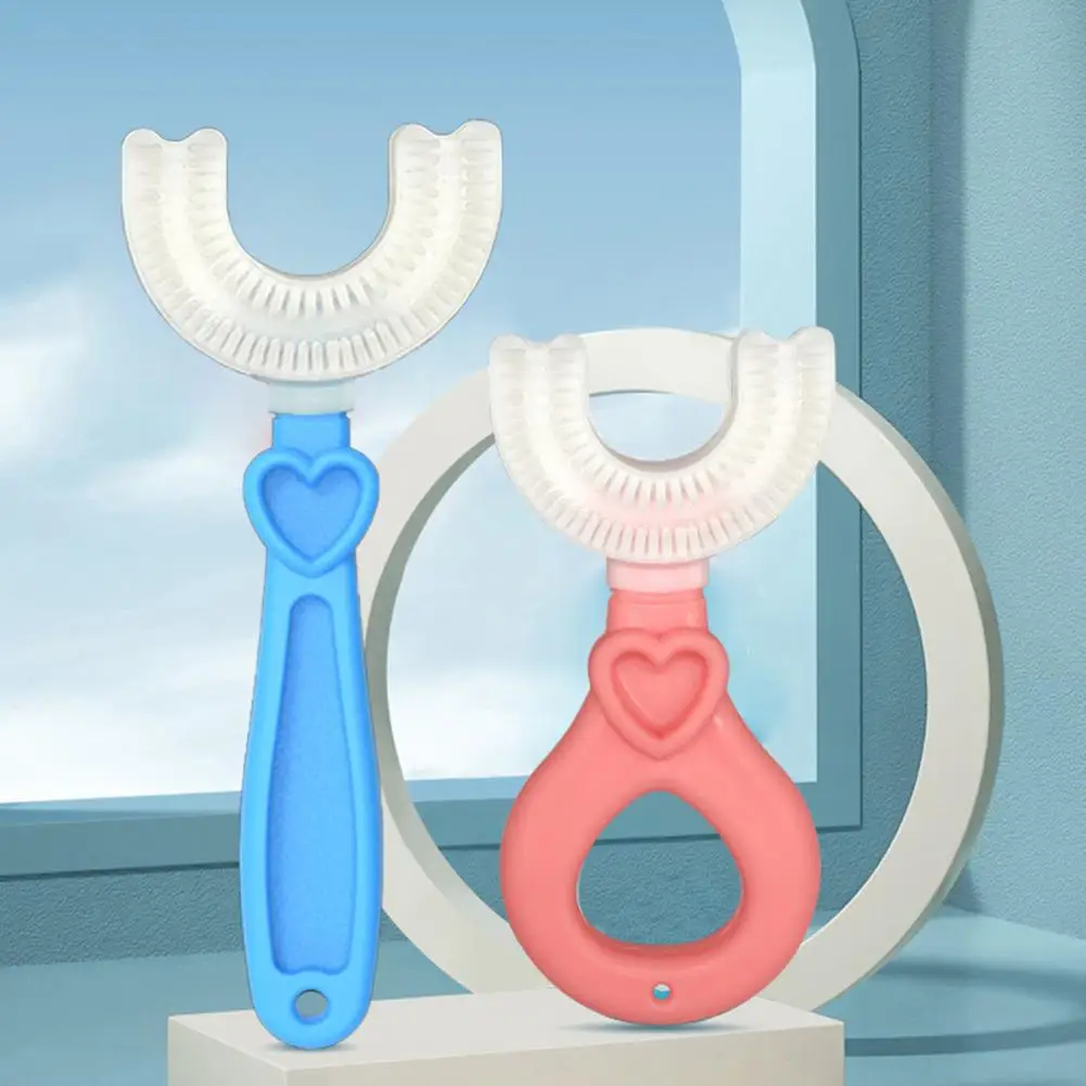 Cepillo de dientes en forma de U para ni&ntilde;os, cepillo de dientes con cabeza tipo U, Cuidado Oral, de mano, cerdas suaves-2