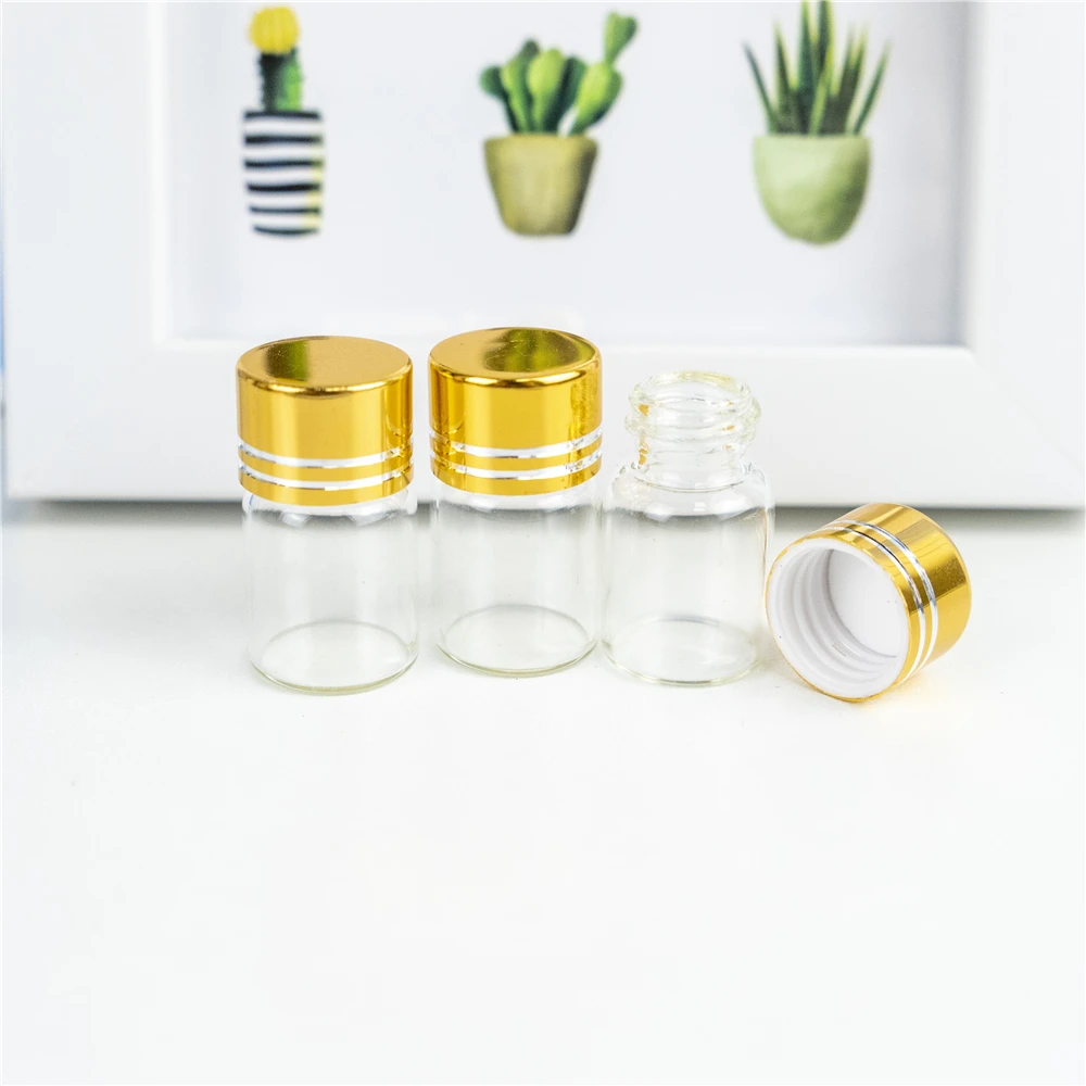 Флакон из гиалинового стекла объемом 2 мл со спиральным пластиковым колпачком и