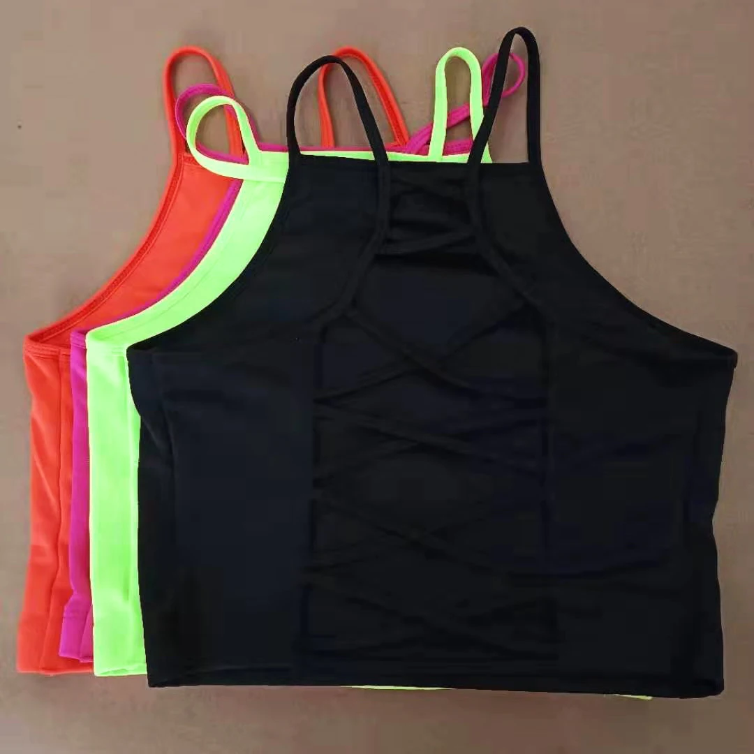 

Halter backless fluorescent tube top strap yoga sports top Ladies' tops Sexy and charming Everyday wear, random match