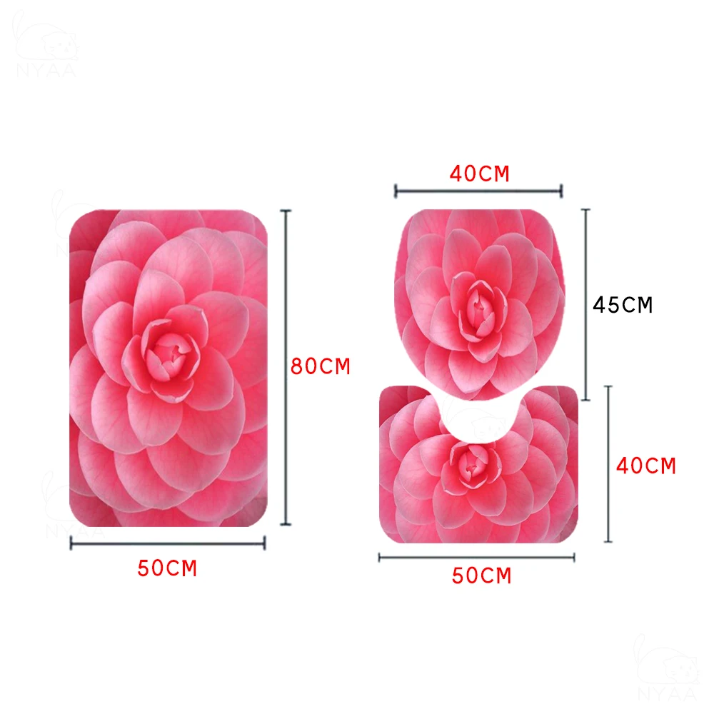 Водонепроницаемая душевая занавеска для ванной комнаты с розовым цветочным