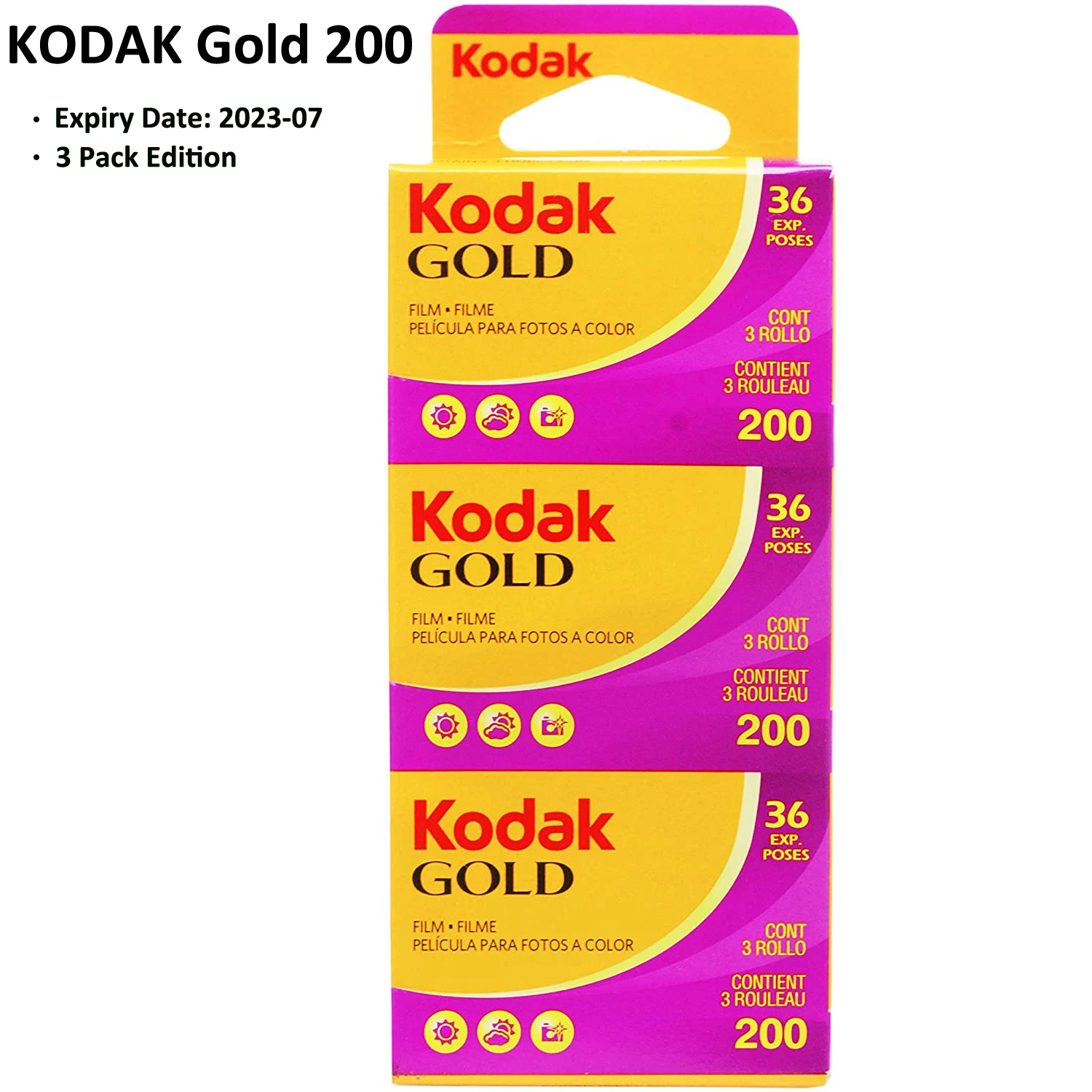 Пленка KODAK GOLD 200 35 мм 3 упаковки x 36 ВЫПУСК Экспозиции подходит для камеры M35 / M38