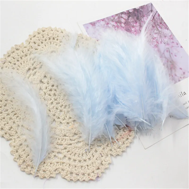 light blue 50pcs DIY Перья Индейки 50 шт 10-15 см 4-6 дюймов свадебное украшение Перья шлейфы аксессуары для одежды перья - Цвет: light blue 50pcs