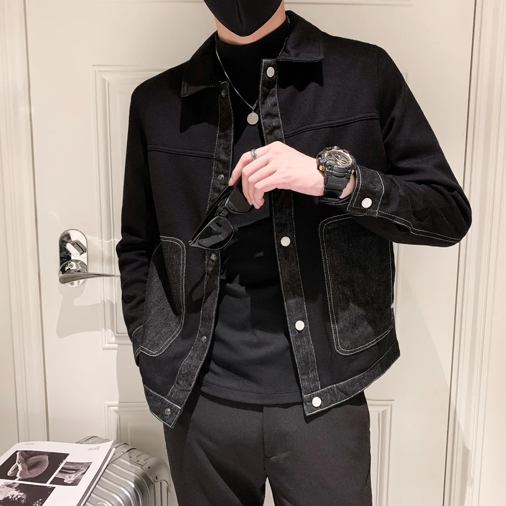 Мужская джинсовая куртка на пуговицах с длинным рукавом | одежда