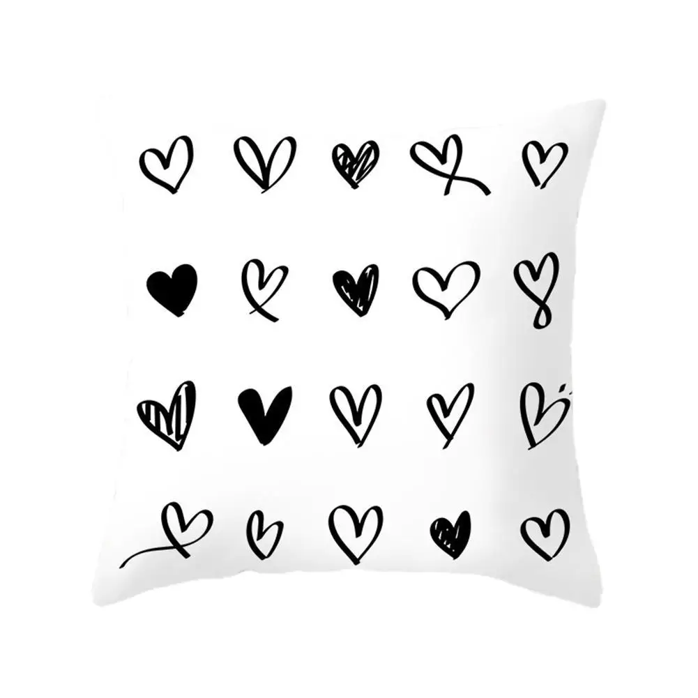 

Geometric Cushion Cover Black And White Peach Skin Throw Pillow Case Striped Dotted Grid Art Cushion Cover