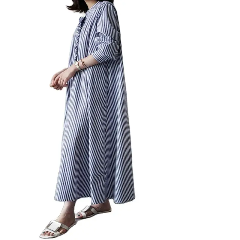 

2021 Summer Women Dress Evening Sashes Blue Female Shirt Dress Party Oversize Long Sleeve Women Dresses Robe Vestido Prom Pure