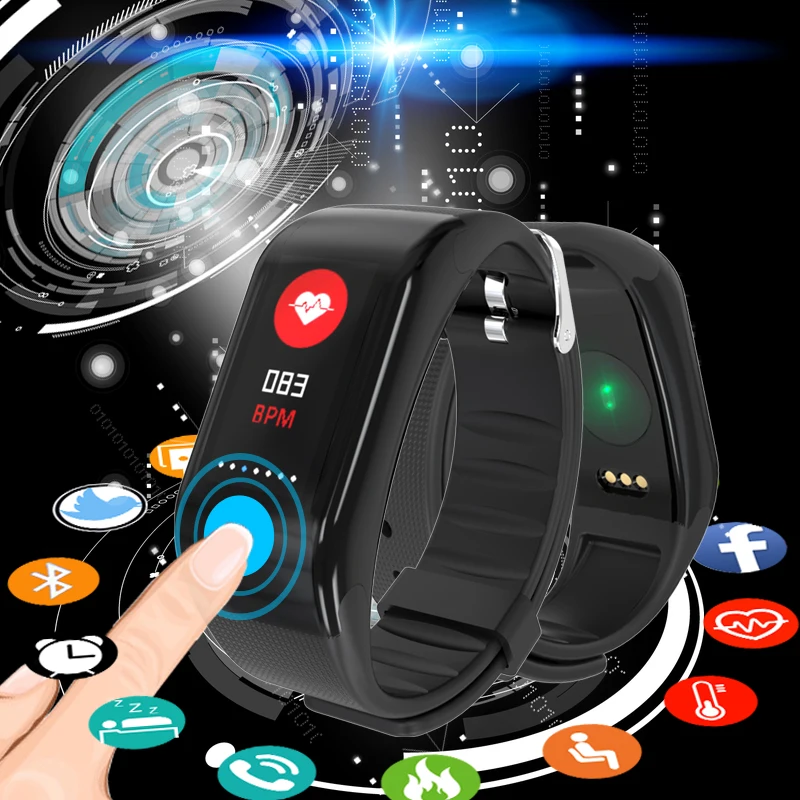 Смарт браслет с цветным экраном пульсометром тонометром фитнес