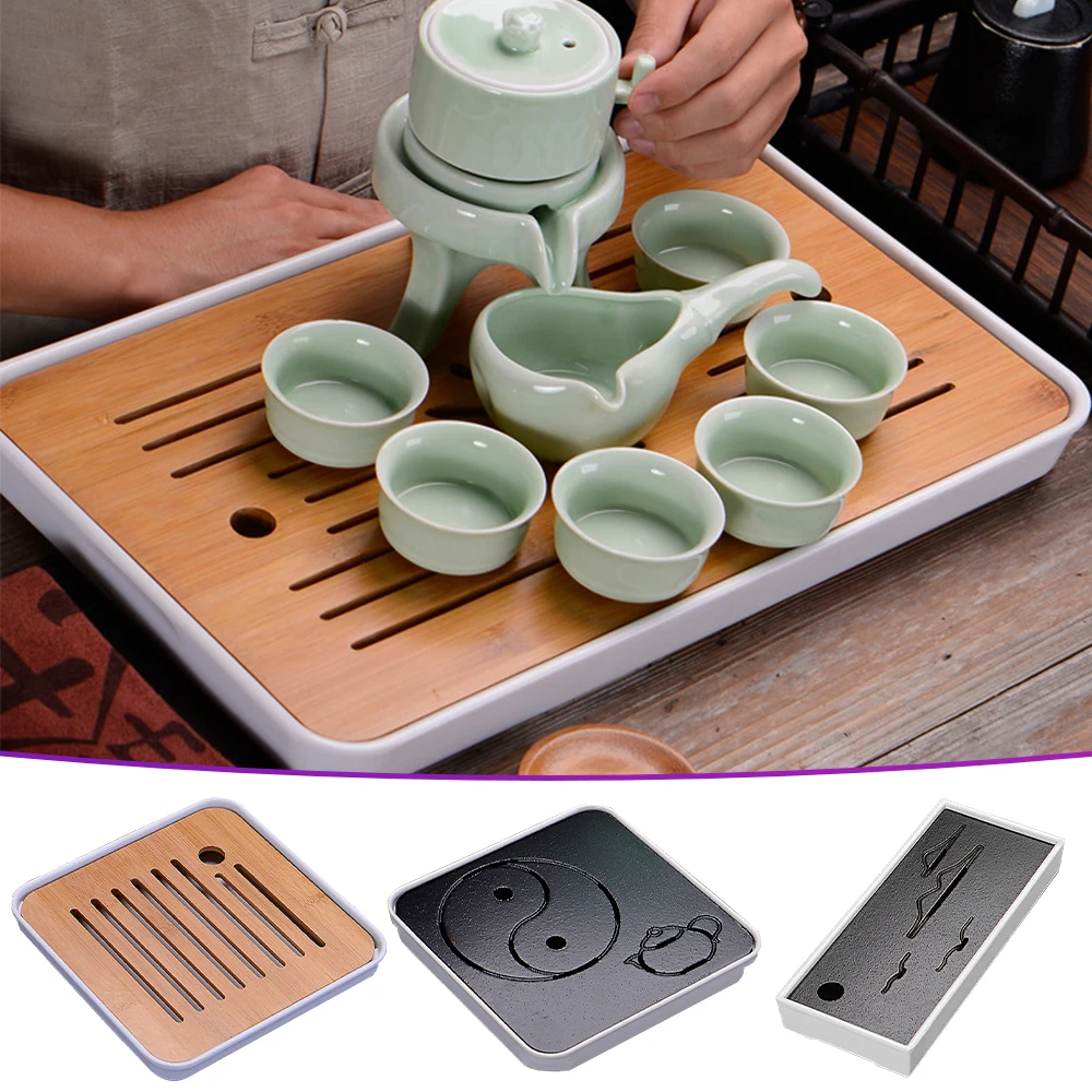 

Bamboo Tea Table Tray Chinese Solid Tea Ceremony Tray Household Kungfu Tea Board Large Small Drainage Water Storage Wooden Trays