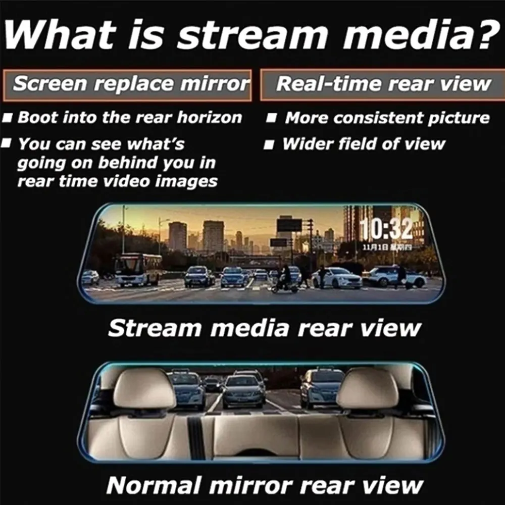 Зеркало заднего вида 9 66 &quotАвтомобильный видеорегистратор Full HD 1080P двойной