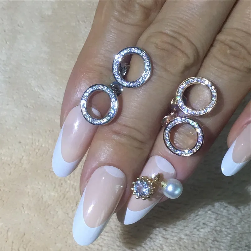 Женские серьги-гвоздики из серебра 925 пробы с фианитами | Украшения и аксессуары