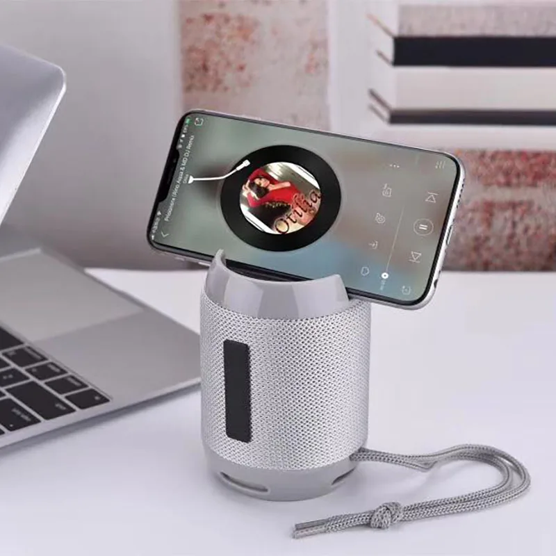

TG129C Bluetooth Speaker Portable Subwoofer Wireless Loundpeaker Phone Holder with Lanyard USB Mini Wireless Bluetooth Speaker