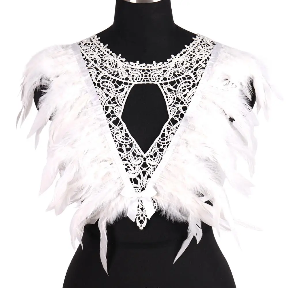 

Feather Body Harness Lace Lingerie Goth Clothes Sexy Elastic Suspender Tops Gothic Bondage Exotic Costumes Dancing Rave Wear