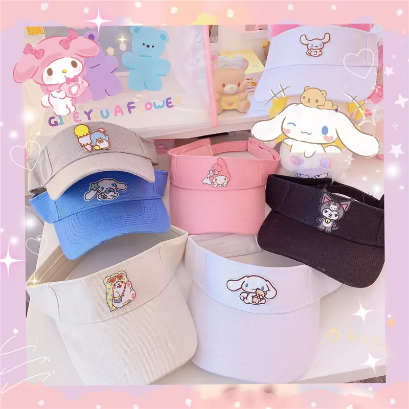 

Кавайная аниме Sanrioed Солнцезащитная шляпа Студенческая Женская Kuromi My Melody Cinnamoroll Милая Солнцезащитная пустая верхняя бейсболка Универсальна...