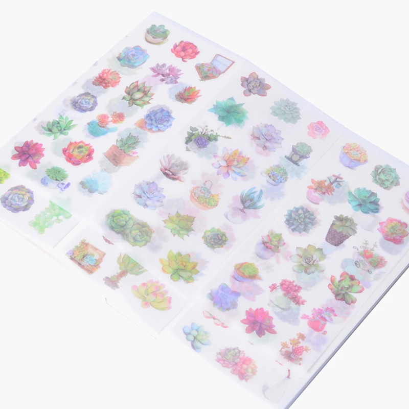 6 pcs/lot Kawaii Succulent Plants Stickers Set Decorative Sticker Scrapbooking Stick Label Diary Stationery Album | Канцтовары для