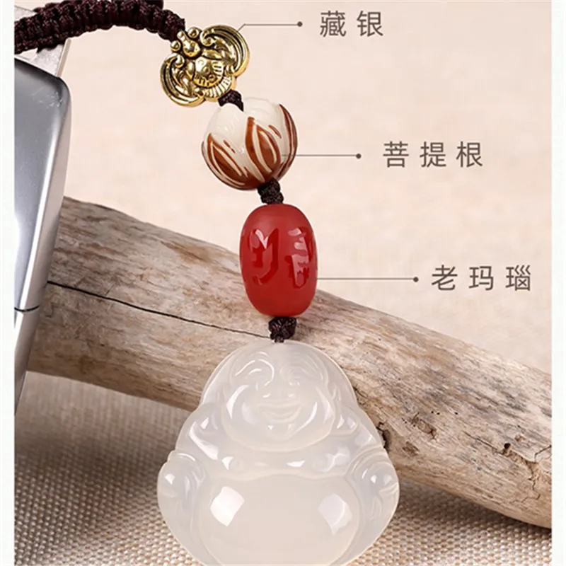 Ключница на машину с мужской и женской парой из халцедона и жаде с мирным пряжкой Creative Chalcedony Peace Buckle.