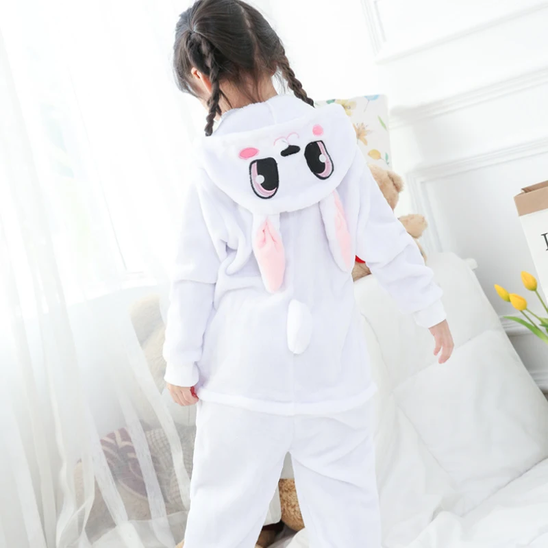 Pink Rabbit Фланелевая Детская Пижама; комплект зимней одежды с капюшоном с изображением единорога, Пикачу, стежка; детские пижамы для мальчиков и девочек; одежда для сна; комбинезоны - Цвет: Pink Rabbit