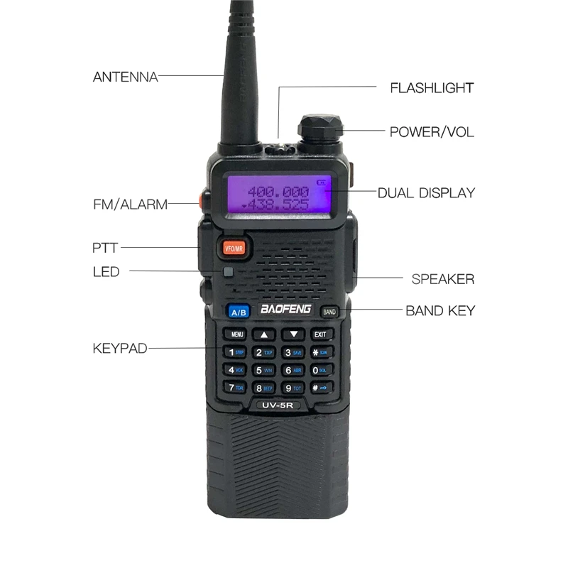 Baofeng Radio UV-5R Extended Battery 3800mAh Handheld Dual Band 2way Radio 10-50KM Long Distance Walkie Talkie UV5R рация 2021