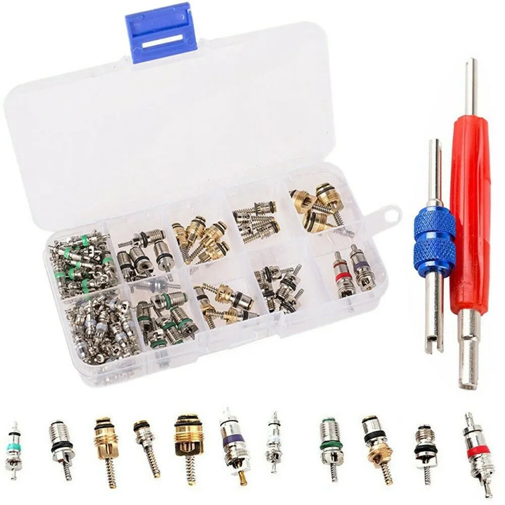 

102 Pieces Car A/C Air Conditioning R134a/R12 Valve Core Assortment+Remover Tool Kit Air Conditioning System Replace Set Boxed