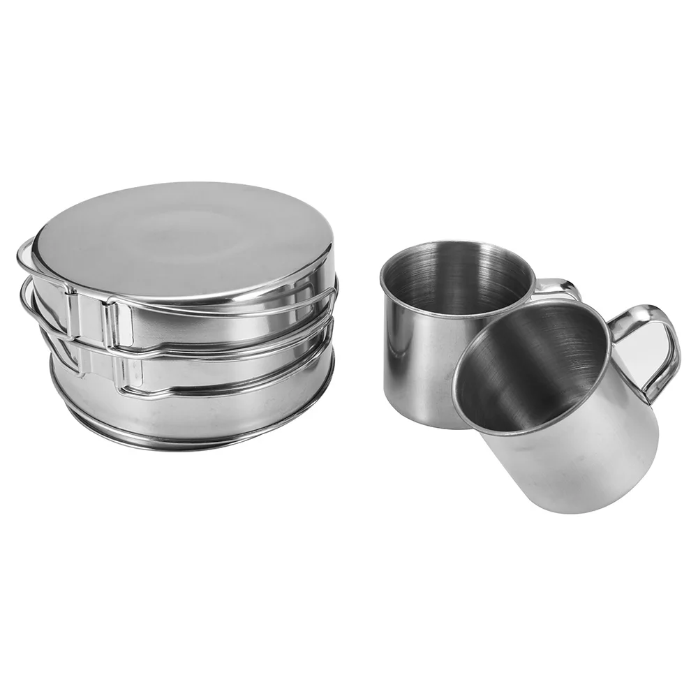 

8 PCS Camping Cookware Outdoor Camping Pot Set Cooking Set Cookware Tableware Stainless Steel Survival Equipment Set