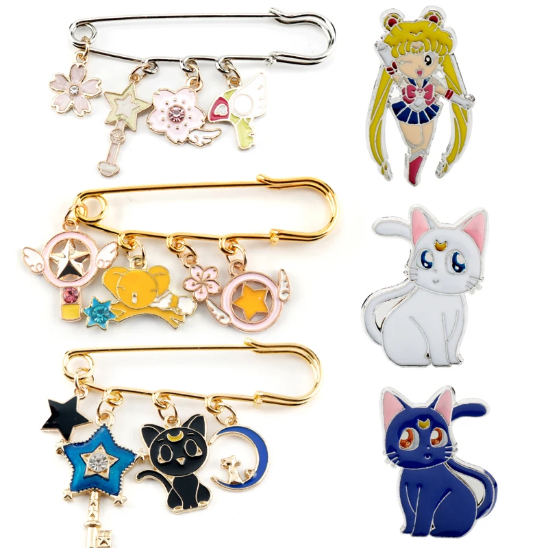 

Star Moon/Card Captor Sakura Brooch Enamel pin Cartoon Anime Jewelry Buckle Pin Backpack Brooches&Pins Girl Women Safety Pins
