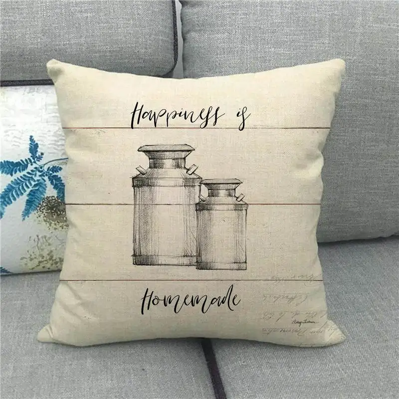 45 см * наволочка с изображением животных на ферме и деревянная из льна/хлопка для