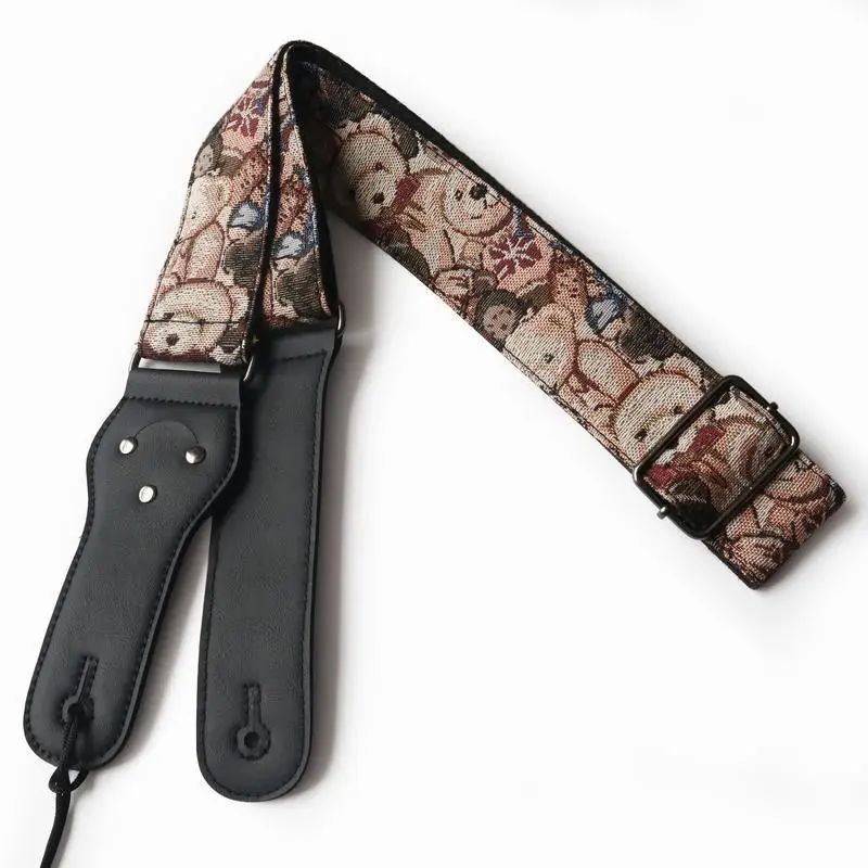 einstellbare breite elektrische akustische bass thermische transfer gitarre strap leder geprägte gitarre strap free global shipping