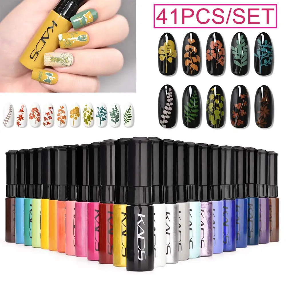 

KADS Stamping Nail Polish Set Black White Stamp Print Nail Varnish for Nail Art Stamping Plate Gold Silver Nail Polish Varnish