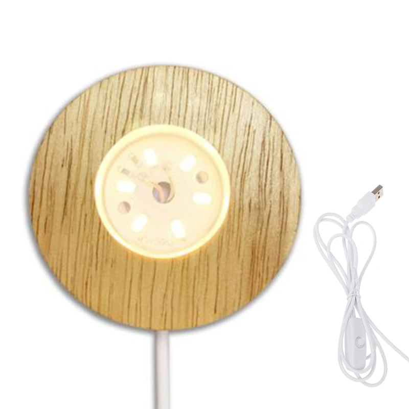 

Solid Wood 3D Night Light Base Crystal Ball LED Display Base Art Ornament for Christmas Birthday Gifts