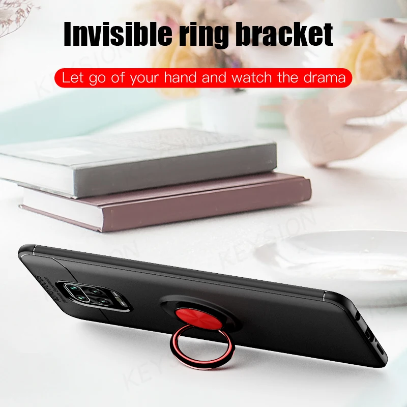 keysion metal ring case for redmi note 9s 9 pro 9a 9c 8 8t 7a k20 shockproof phone cover for xiaomi mi note 10 lite poco f2 pro free global shipping