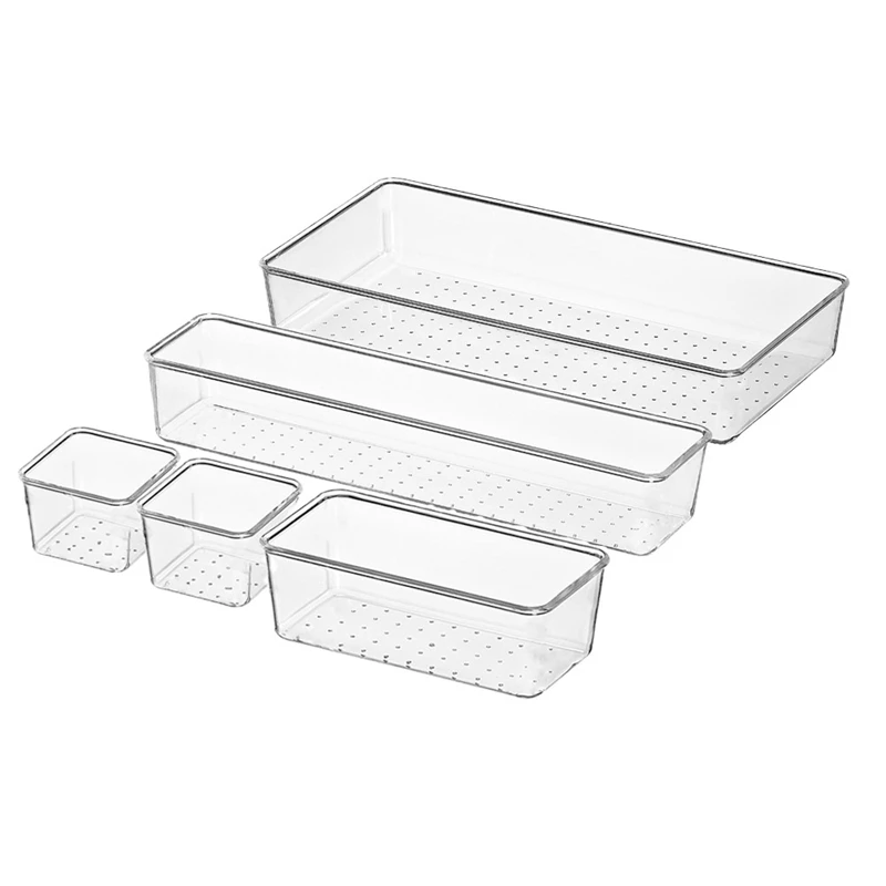 

1 Set Transparent Drawer Storage Box Drawer Divider Storage Box for Utensils, Cosmetics, Groceries, Kitchen Utensils
