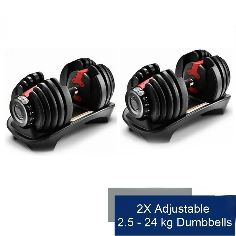 

2020 New High Quality Gym Dumbbell Set Weightlifting Wholesale Fitness 24kg 52.5lbs Adjustable Dumbbell Set Rack