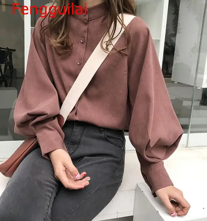 

Fengguilai Womens Tops Blouses Vintage Long Sleeve Women Summer Shirts Korean White Blouse Tops Blusas Mujer De Moda