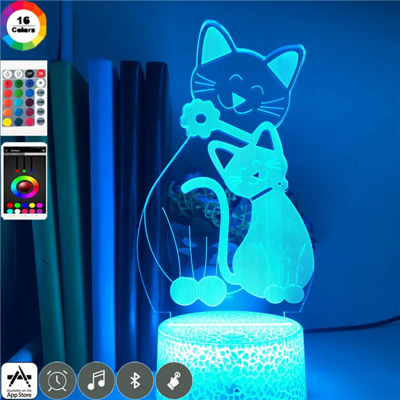 Подарок для любви ночник с 3D иллюзией неоновый светодиодный светильник кошек