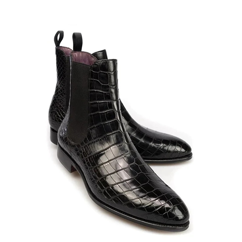 

Black Winter Mens Boots Shoes Work Boots Add Velvet Fashion Designer Shoes Men Warm Non-Slip Genuine Leather
