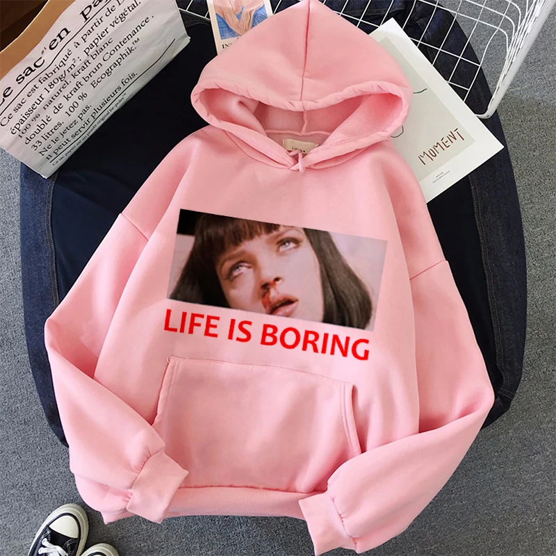 Spoof Personality Fleece Hooded Sweatshirts Women Winter Oversize Loose Ladies Hoodie Pullovers Warm Pocket Hoodies Jacket