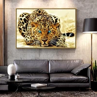 artcozy golden tiger oil canvas painting for home decoration wall art canvas printings spray painting horizontal rectangle