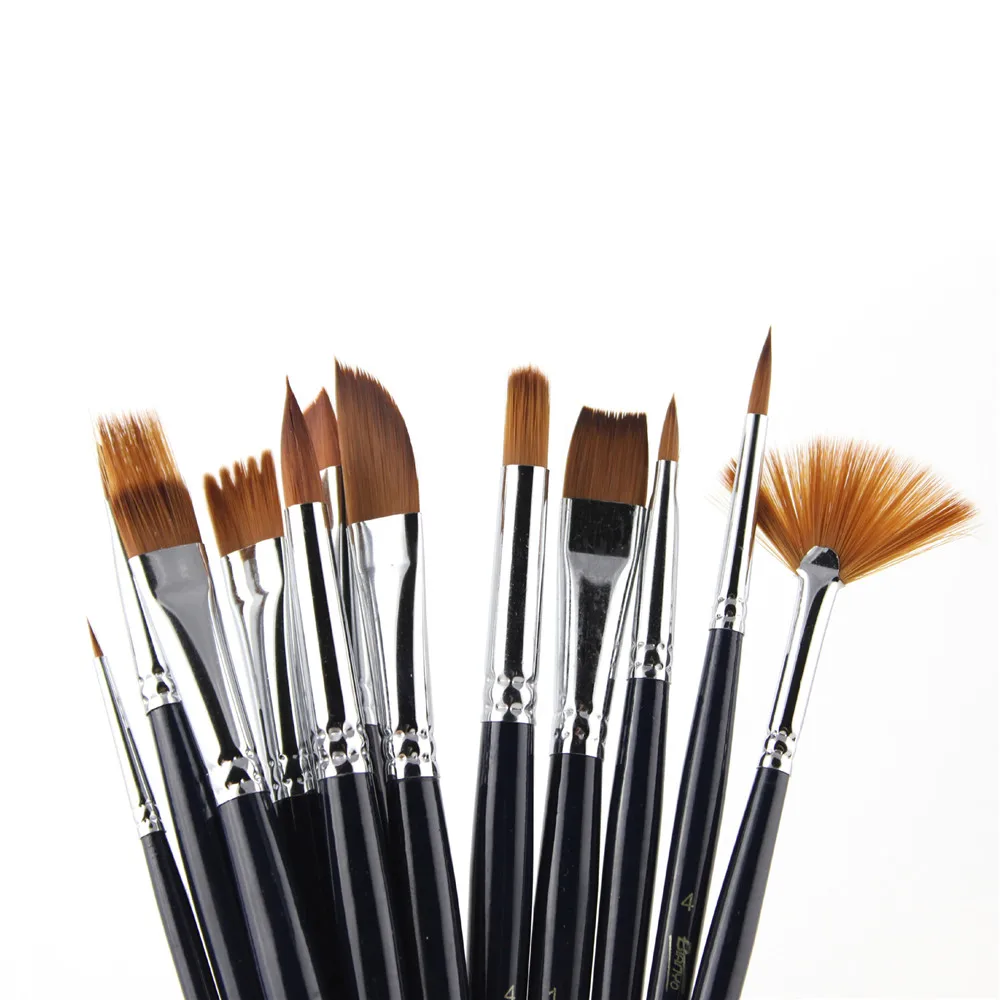 

12pcs Watercolor Paint Brushes Set Nylon Hair Painting Brush Variety Style Short Rod Oil Acrylic Painting Brush Pen Art Supplies