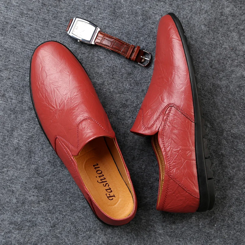 Лоферы мужские из натуральной кожи мягкие дышащие без застежки Мокасины