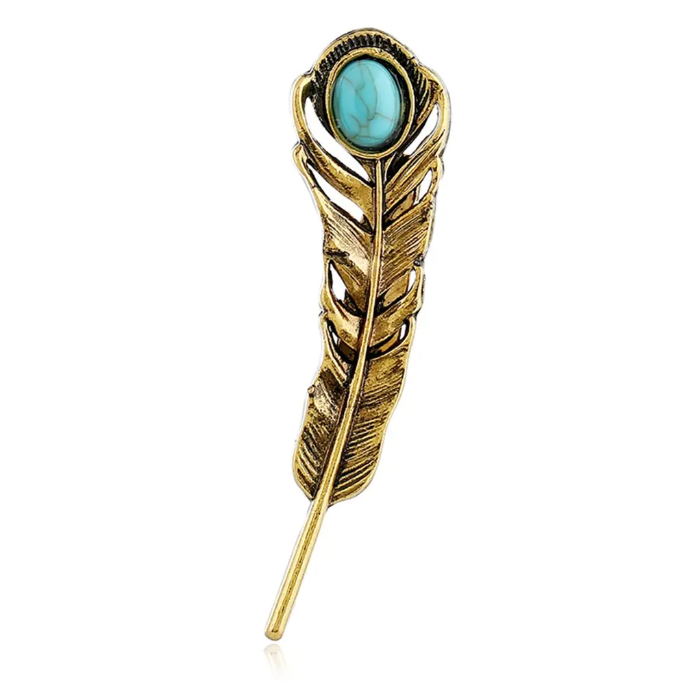 Модная индивидуальная выдолбленная брошь из бирюзового пера модное элегантное
