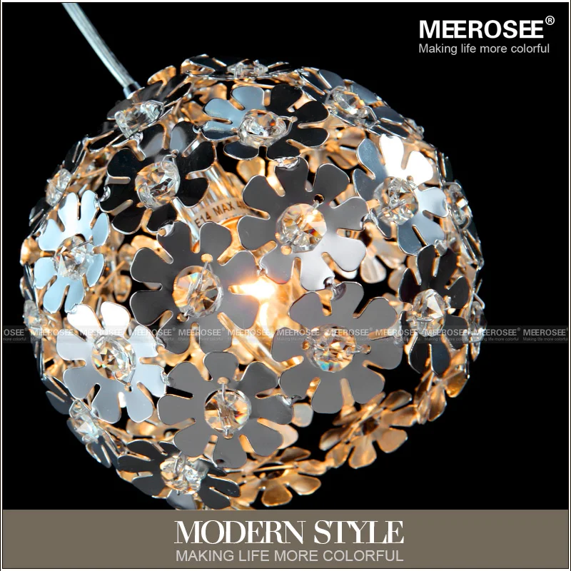 Хрустальная люстра в виде цветка серебристого цвета алюминиесветильник с