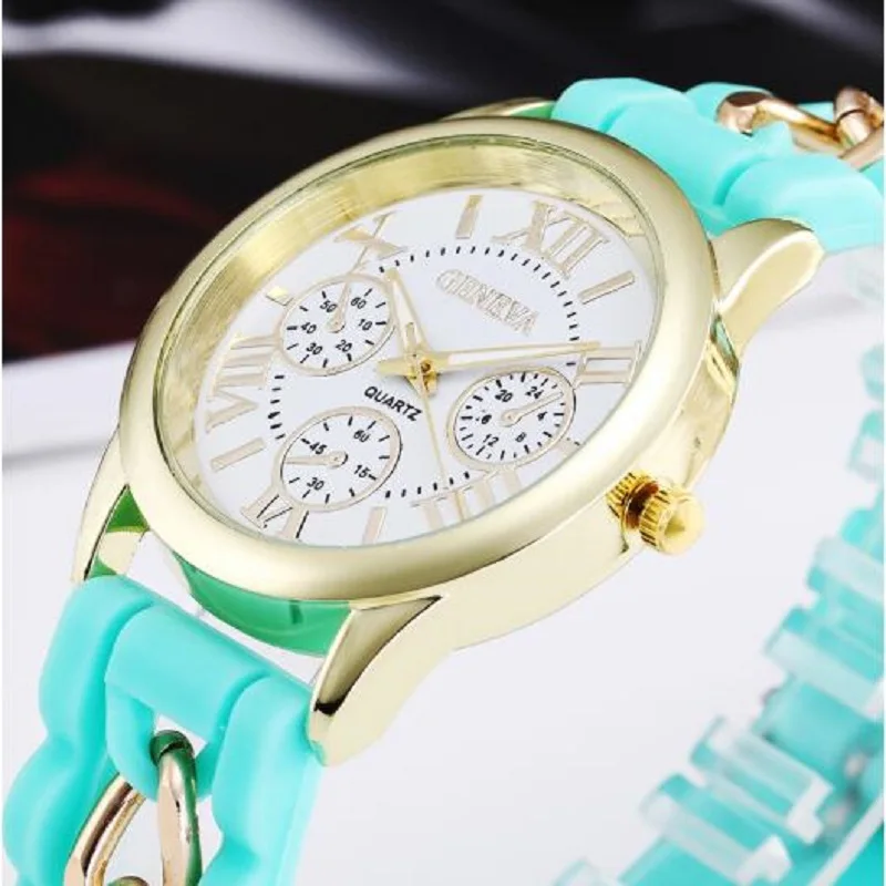 Часы наручные женские кварцевые Брендовые повседневные Geneva с силиконовым