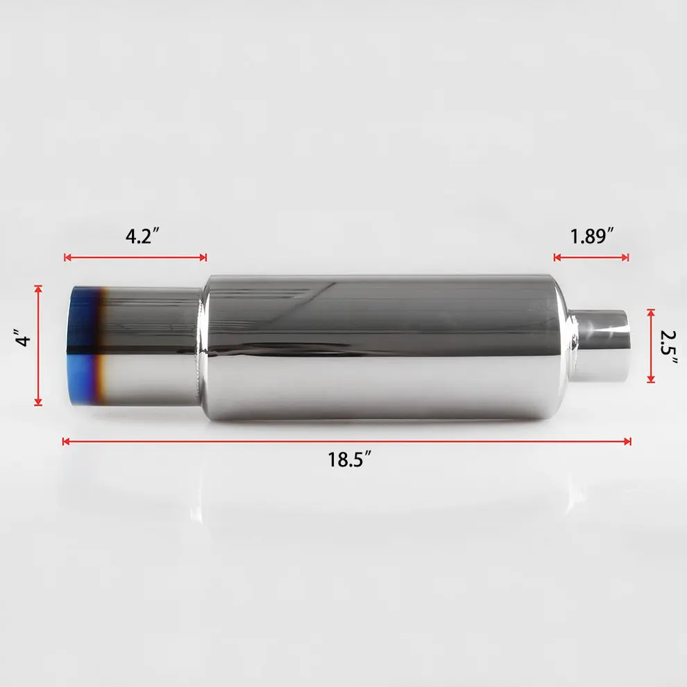 Universal Stainless Steel Car Exhaust Pipe Muffler Resonator 51mm Inlet/Outlet Exhaust Tip Tube Silencer