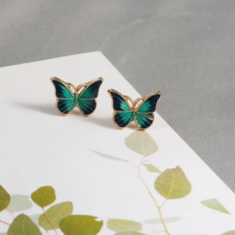 Женские простые серьги гвоздики Jztop синие бабочки маленькие для девочек модные