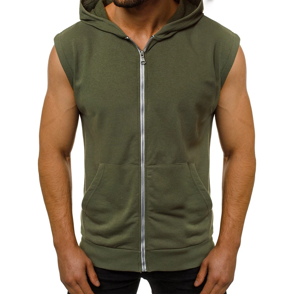 Модный мужской облегающий жилет с капюшоном Тонкая Повседневная однотонная