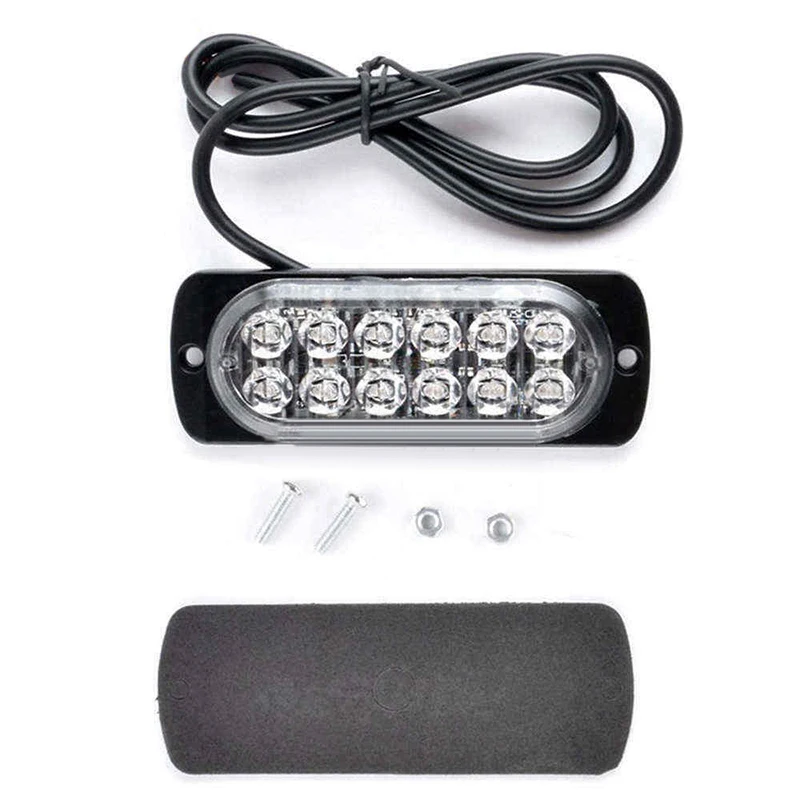 

DC 12V 36W White 12LED Car Truck Warn Safety Urgent Always Bright Light Lamp Car Strobe Emergency Flashing Warning Light