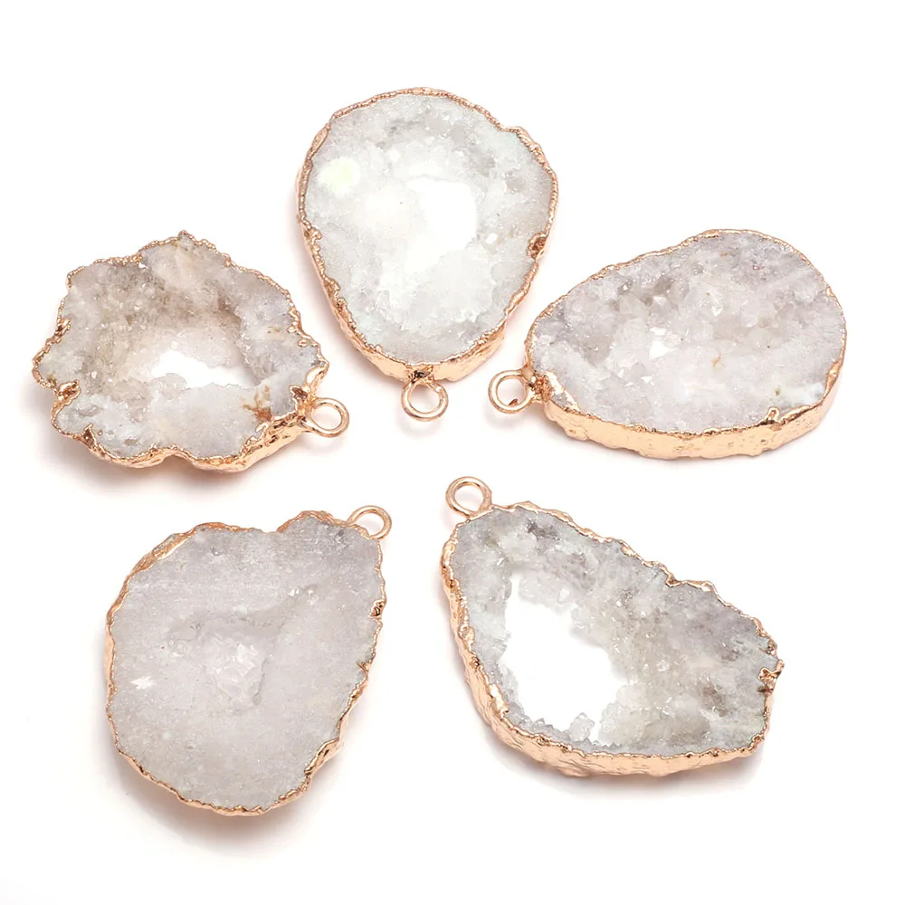 

Natural Agates Stone Pendants Irregular Druzy Geode Agates Stone Charms for Jewelry Making Necklace Bracelet Gift