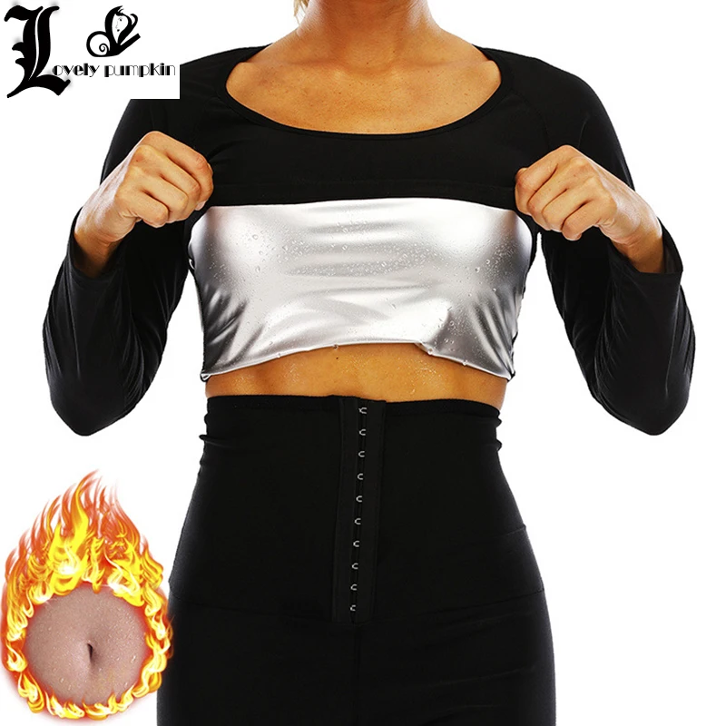 Body Shaper Sauna Suits Sweat Slimming Pants Waist Trainer Long Sleeve Shirt Sets Workout Leggings Tops Control Panty Shapewear
